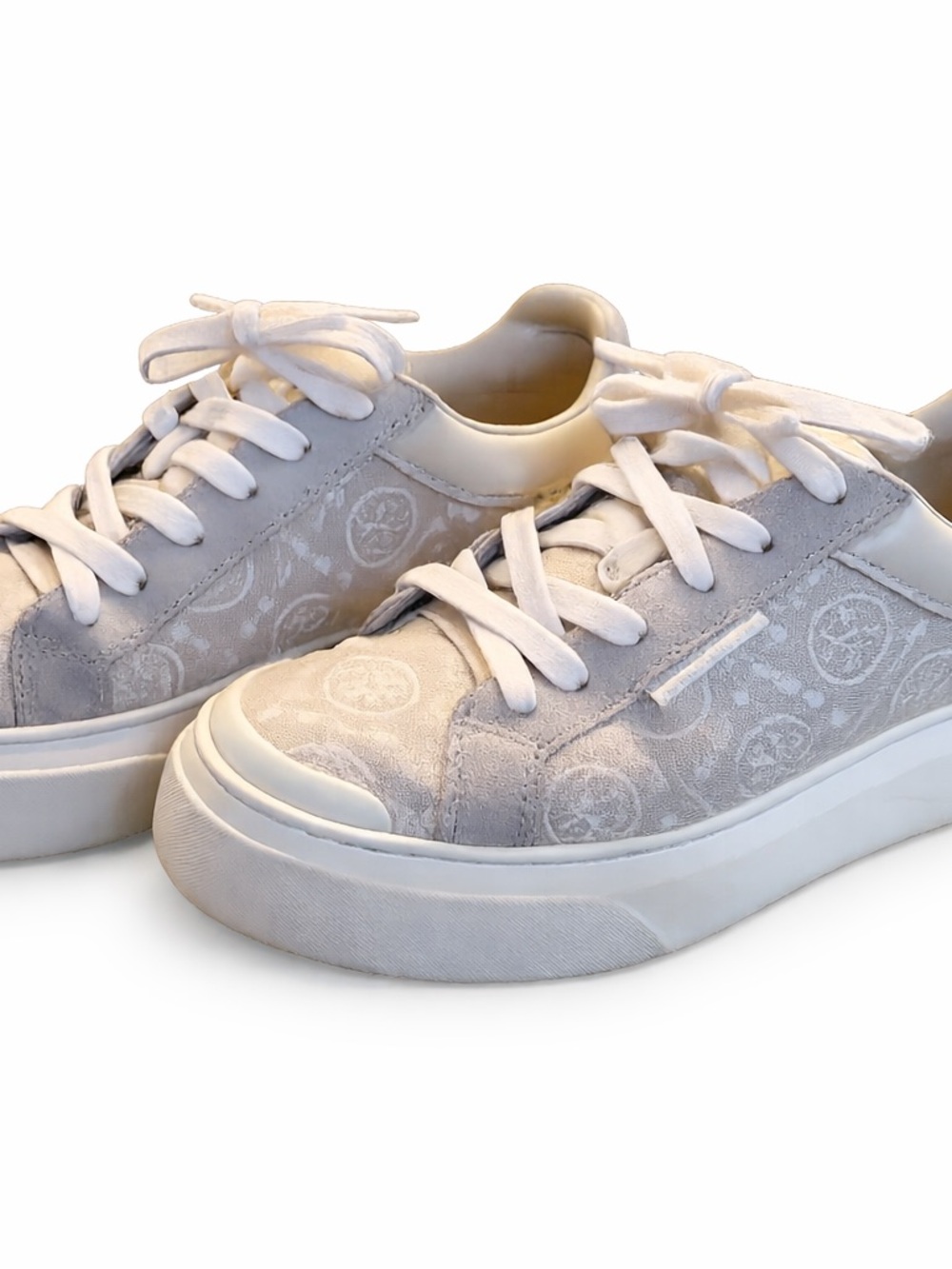 Tory Burch Light Gray Logo-Embossed Low-Top Sneakers